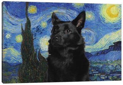 Australian Kelpie The Starry Night Canvas Art Print - Nobility Dogs