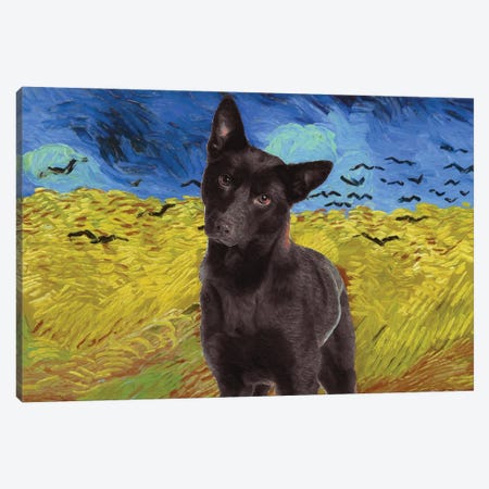 Australian Kelpie Wheatfield With Crows Canvas Print #NDG581} by Nobility Dogs Canvas Print