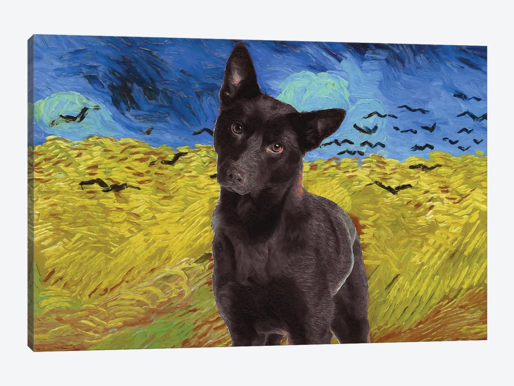 Australian Kelpie Wheatfield With Crows by Nobility Dogs 1-piece Art Print