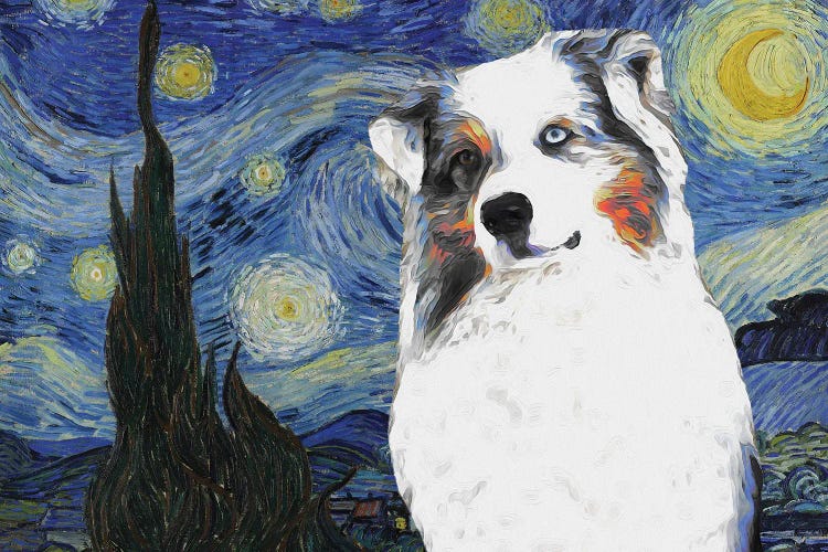 Australian Shepherd Aussie The Starry Night