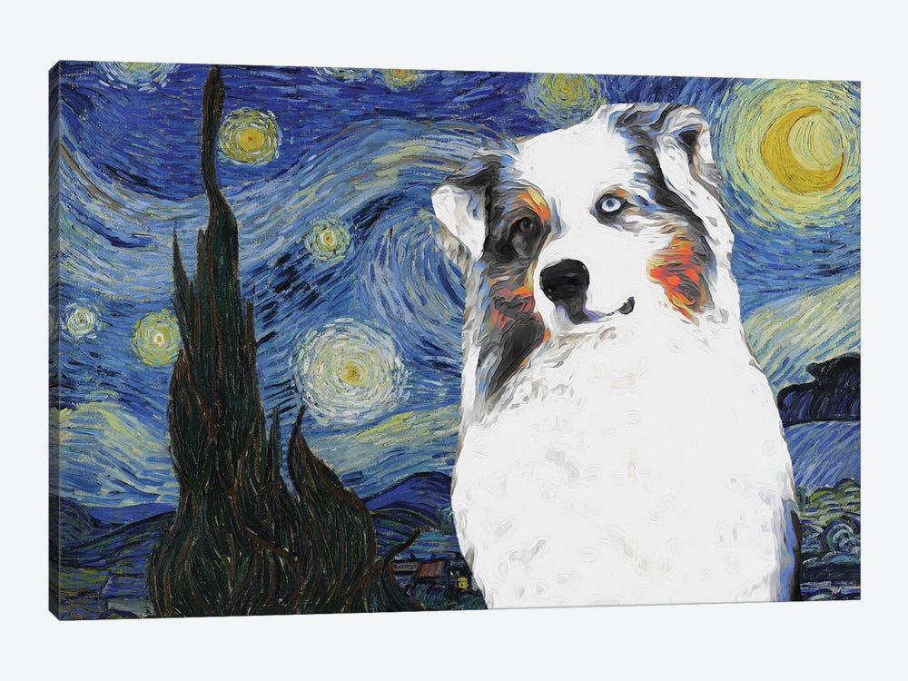Australian Shepherd Aussie The Starry Night by Nobility Dogs 1-piece Canvas Art