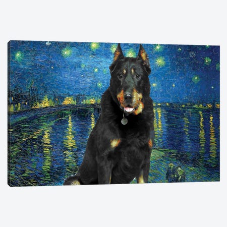 Beauceron Starry Night Over The Rhone Canvas Print #NDG592} by Nobility Dogs Canvas Artwork