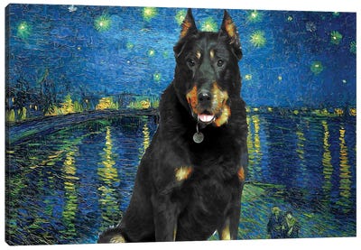 Beauceron Starry Night Over The Rhone Canvas Art Print