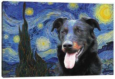 Beauceron Starry Night Canvas Art Print - All Things Van Gogh