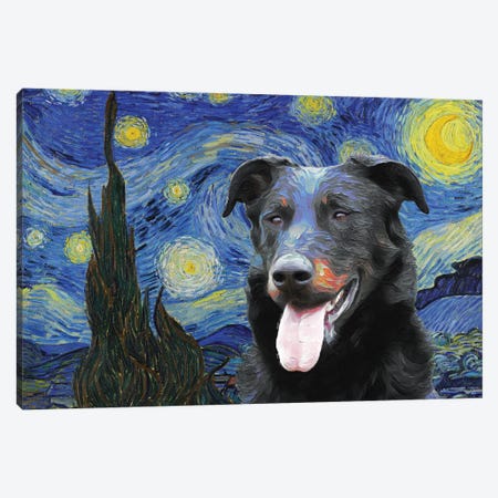 Beauceron Starry Night Canvas Print #NDG593} by Nobility Dogs Canvas Wall Art