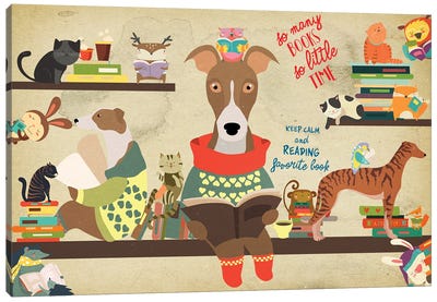 Greyhound Book Time Canvas Art Print - Greyhound Art