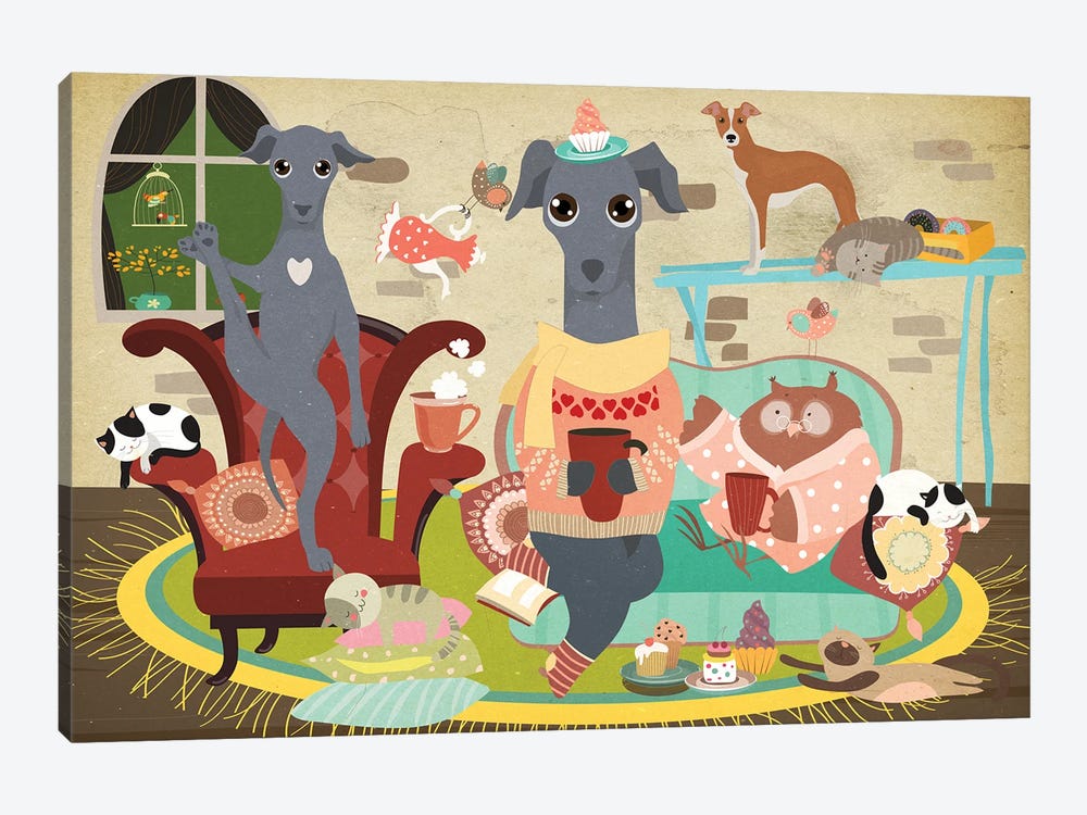 Italian Greyhound Tea Time by Nobility Dogs 1-piece Canvas Art