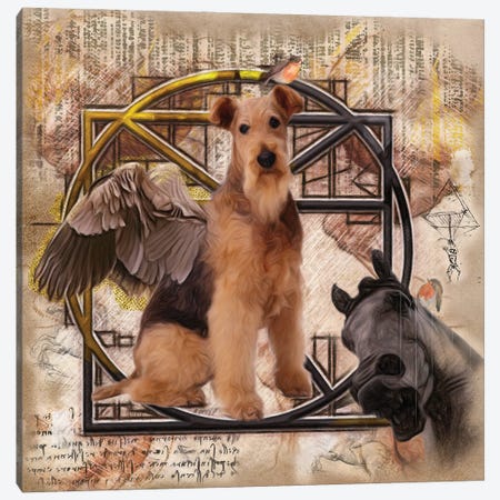 Airedale Terrier Angel Da Vinci Canvas Print #NDG5} by Nobility Dogs Canvas Wall Art