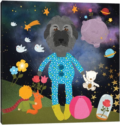 Irish Wolfhound Cute Blue Little Prince Canvas Art Print
