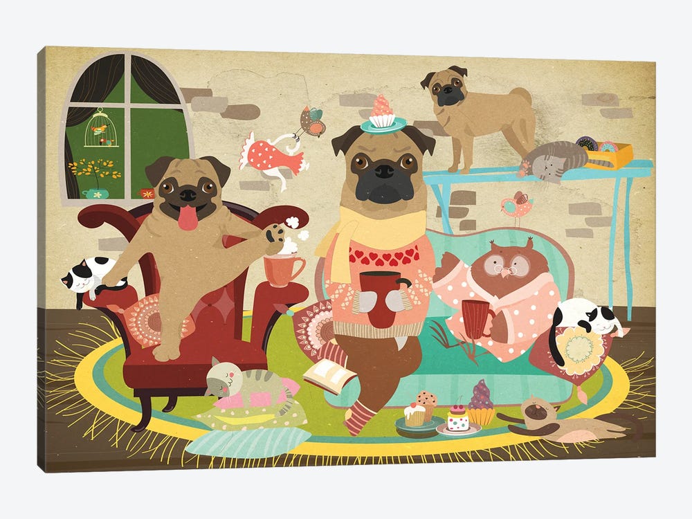 Pug Tea Time by Nobility Dogs 1-piece Canvas Print
