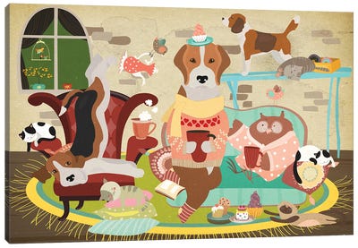 Beagle Tea Time Canvas Art Print - Beagle Art