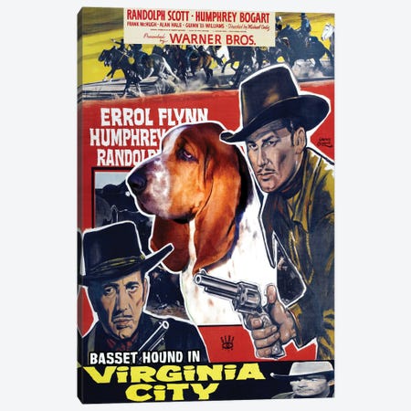 Basset Hound Virginia City Movie Canvas Print #NDG643} by Nobility Dogs Canvas Wall Art