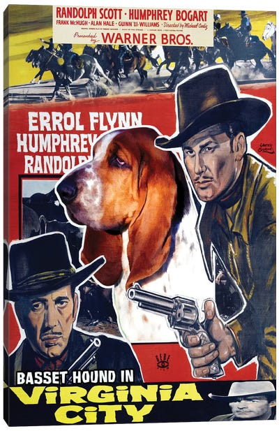 Basset Hound Virginia City Movie Canvas Art Print - Westerns