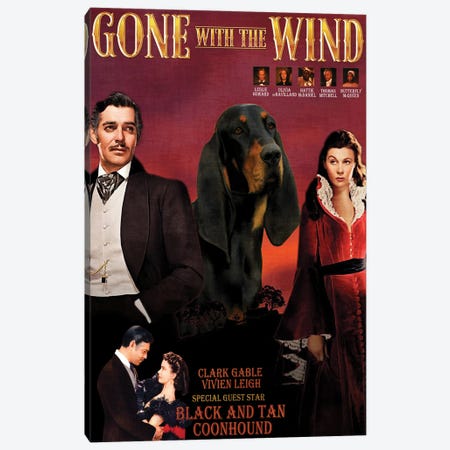Black And Tan Coonhound Gone With The Wind Canvas Print #NDG647} by Nobility Dogs Art Print