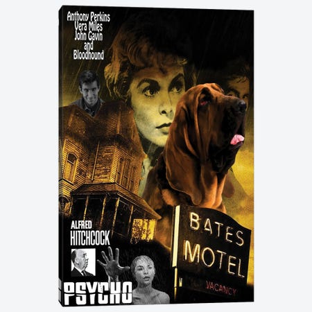 Bloodhound Psycho Movie Canvas Print #NDG648} by Nobility Dogs Canvas Wall Art