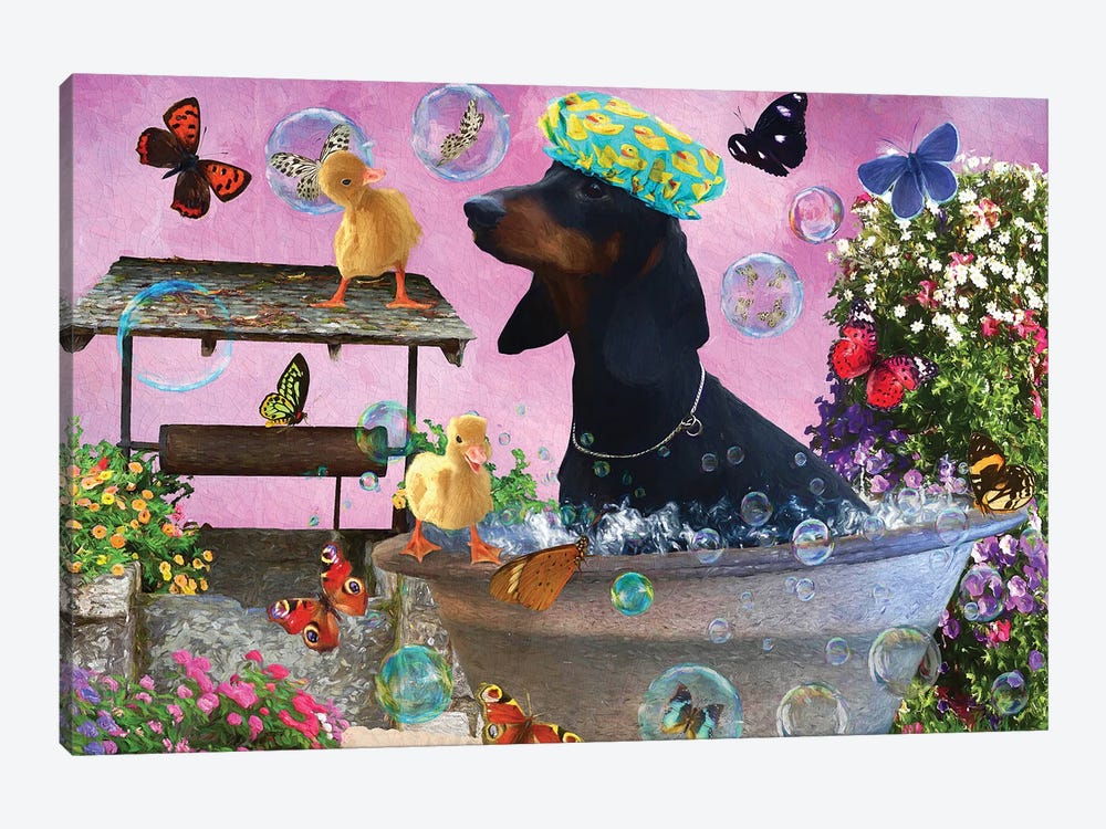 Black Dachshund Wash Your Paws Canvas Art by Nobility Dogs | iCanvas