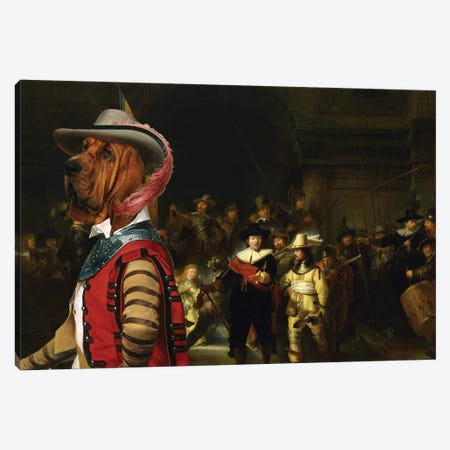 Bloodhound The Night Watch Canvas Print #NDG661} by Nobility Dogs Canvas Wall Art