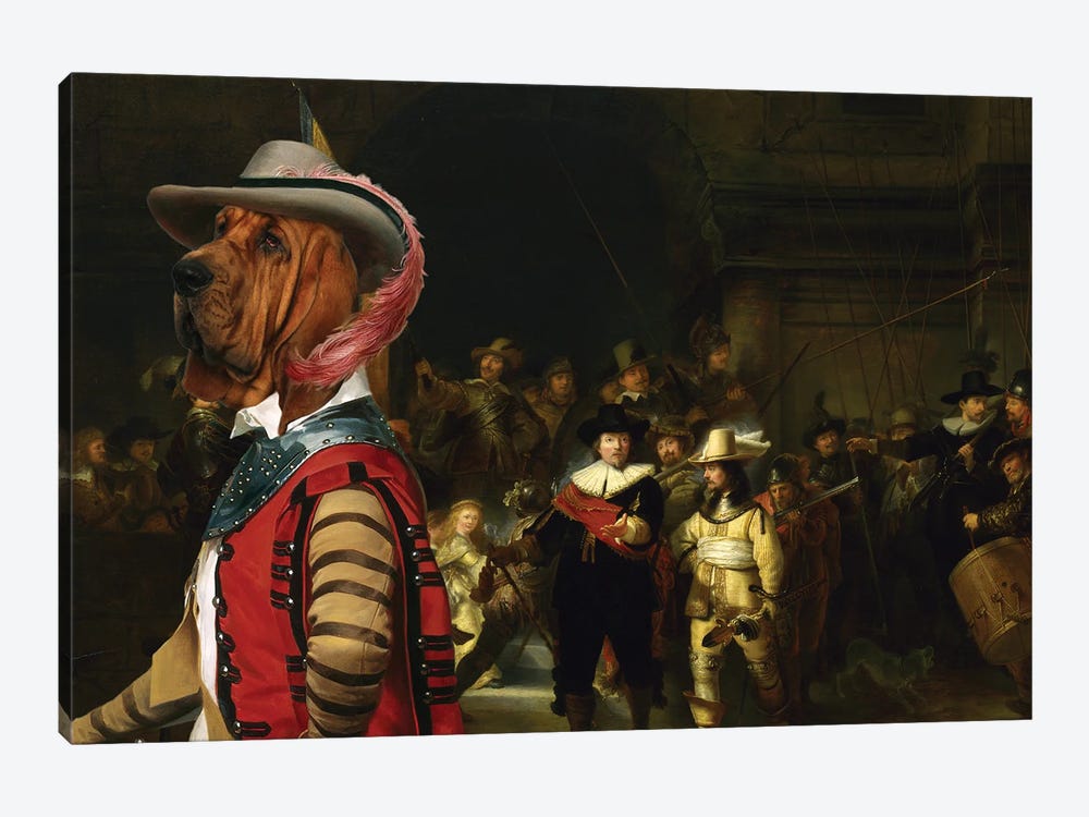 Bloodhound The Night Watch by Nobility Dogs 1-piece Canvas Print