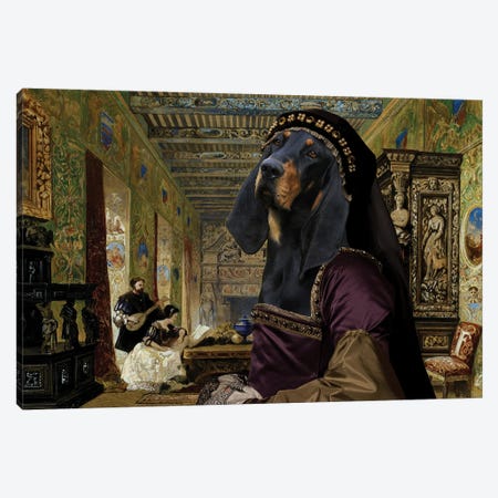 Black And Tan Coonhound The Drawing Room Canvas Print #NDG662} by Nobility Dogs Canvas Artwork