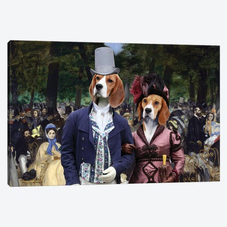 Beagle Music In The Tuileries Gardens Canvas Print #NDG663} by Nobility Dogs Canvas Art