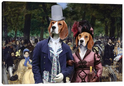 Beagle Music In The Tuileries Gardens Canvas Art Print - Beagle Art