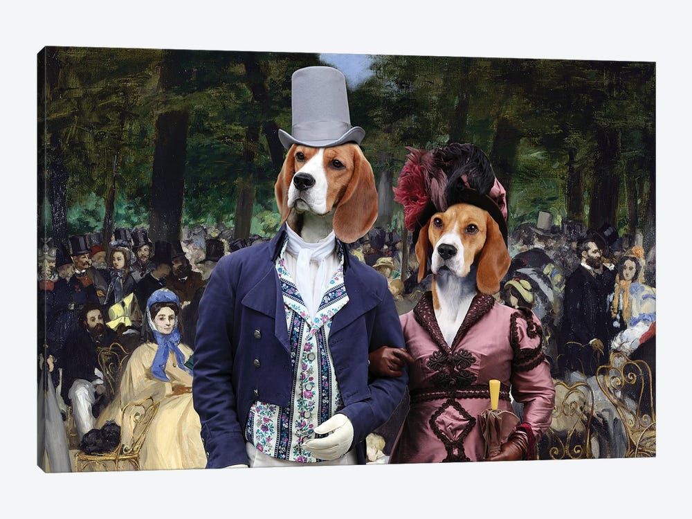 Beagle Music In The Tuileries Gardens by Nobility Dogs 1-piece Canvas Art Print