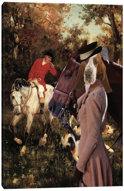Basset Hound To The Cover Canvas Art Print - Basset Hound Art
