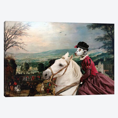 Dalmatian Dog Horse Ride Lady Canvas Print #NDG676} by Nobility Dogs Canvas Art