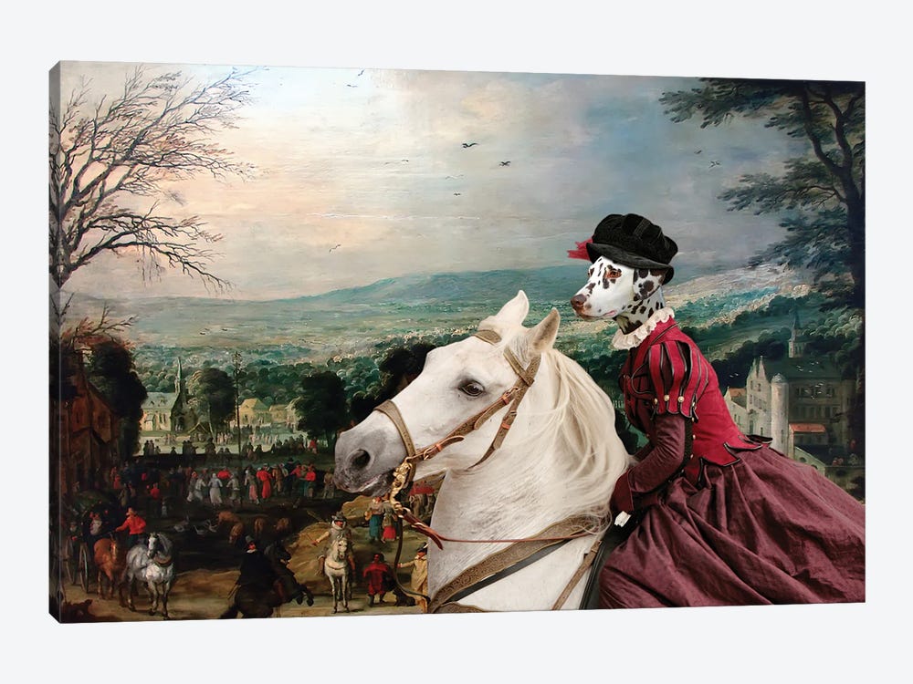 Dalmatian Dog Horse Ride Lady by Nobility Dogs 1-piece Art Print