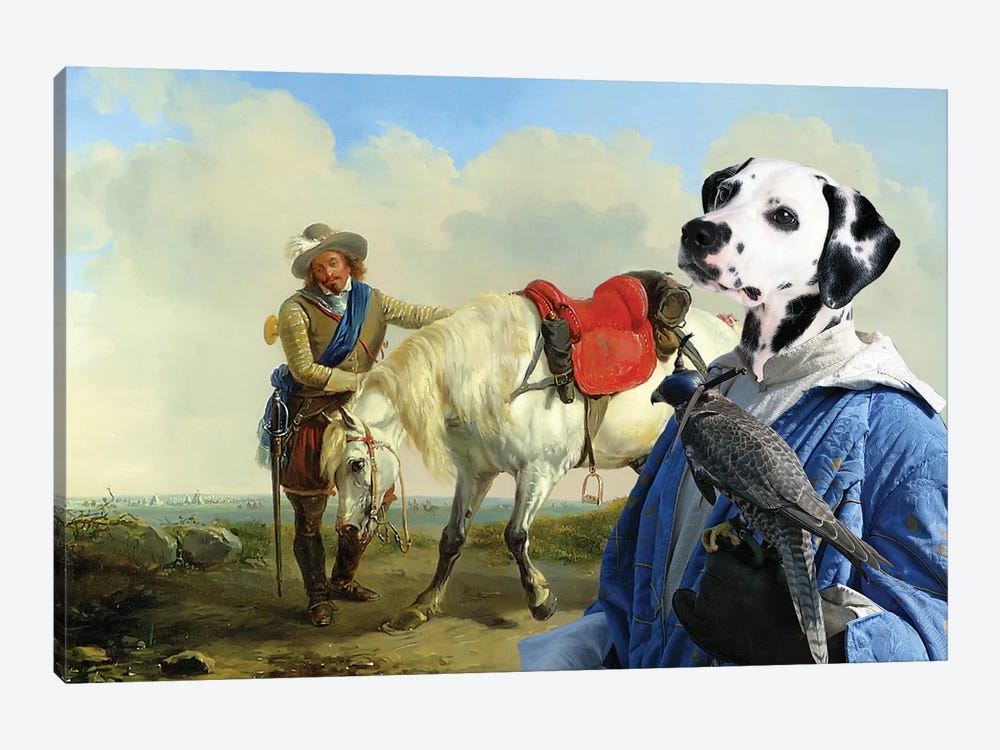 Dalmatian Dog A Cavalier Watering His Horse by Nobility Dogs 1-piece Canvas Art