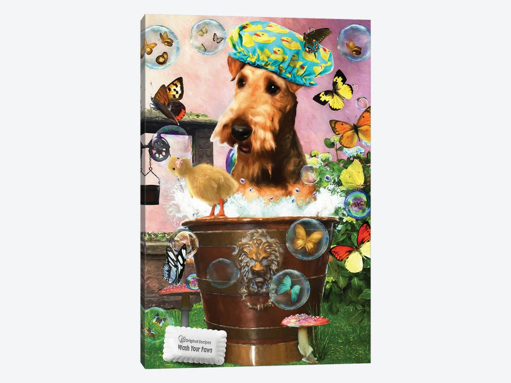 Airedale Terrier Wash Your Paws by Nobility Dogs 1-piece Canvas Print