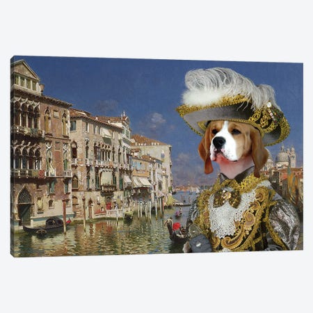 Beagle The Grand Canal, Venice Canvas Print #NDG680} by Nobility Dogs Canvas Artwork