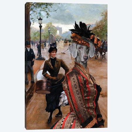 Weimaraner Lady On The Champs Elysees Canvas Print #NDG684} by Nobility Dogs Art Print