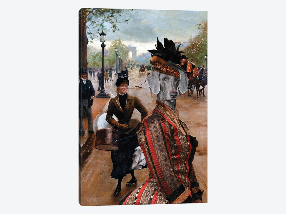 Weimaraner Lady On The Champs Elysees by Nobility Dogs 1-piece Canvas Wall Art