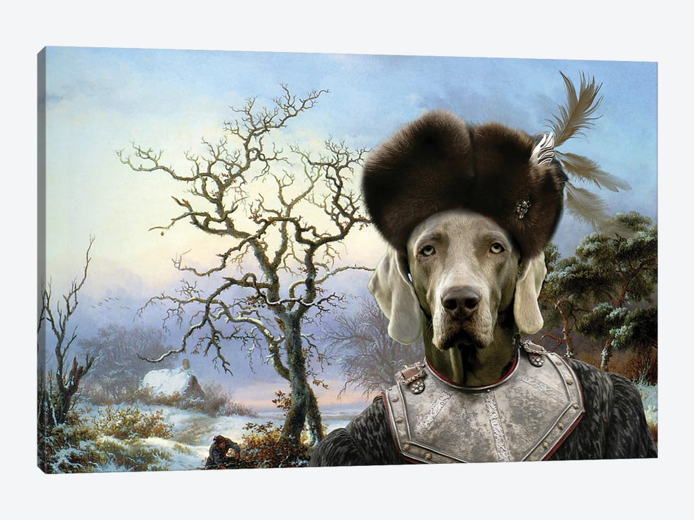 Weimaraner Winter Landscape by Nobility Dogs 1-piece Canvas Art Print