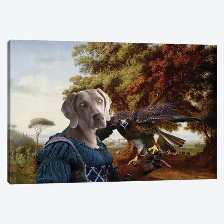 Weimaraner Young Lady Hawk Canvas Print #NDG688} by Nobility Dogs Canvas Wall Art