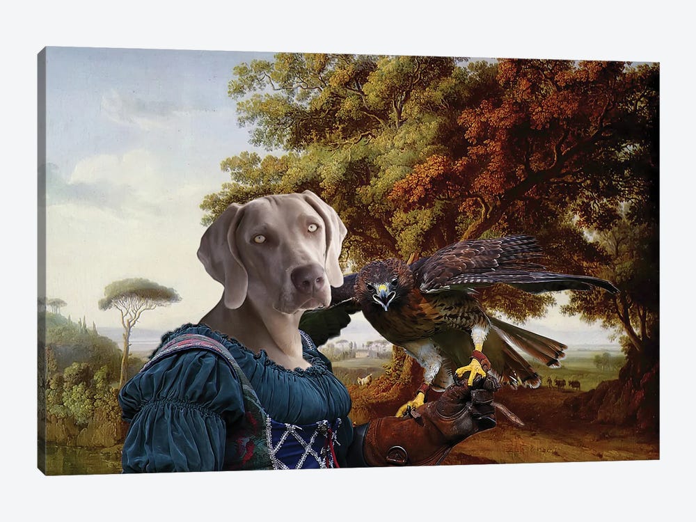Weimaraner Young Lady Hawk by Nobility Dogs 1-piece Canvas Wall Art