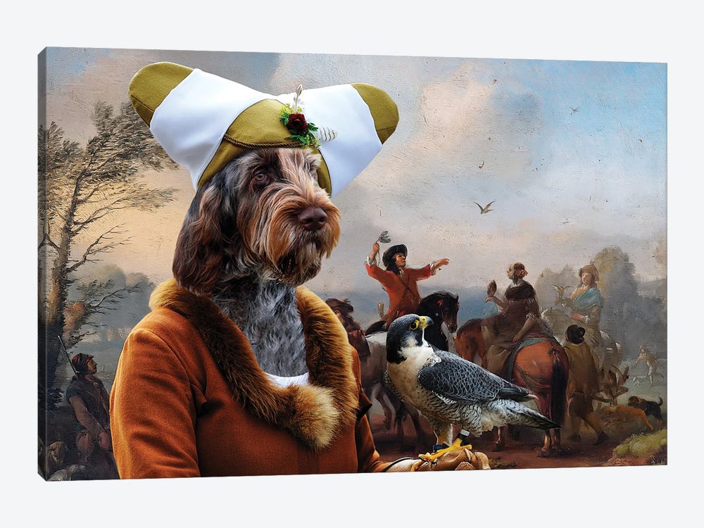Spinone Italiano Falconers In A Landscape by Nobility Dogs 1-piece Art Print