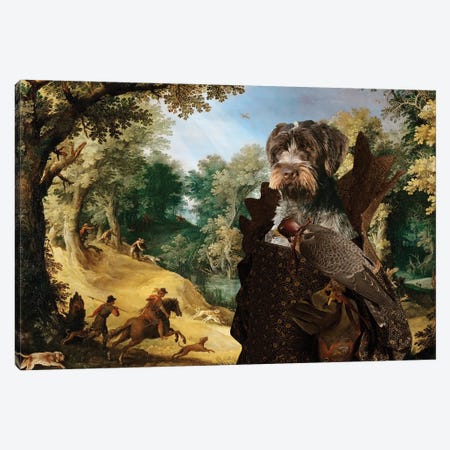 Wirehaired Pointing Griffon Lady Falconer Canvas Print #NDG693} by Nobility Dogs Canvas Print