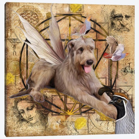 Irish Wolfhound Angel Da Vinci Canvas Print #NDG6} by Nobility Dogs Canvas Wall Art