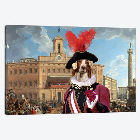 Irish Red And White Setter The Lottery In Piazza Canvas Print #NDG701} by Nobility Dogs Canvas Art Print