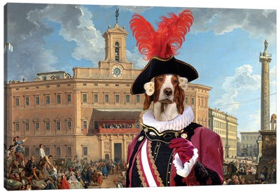 Irish Red And White Setter The Lottery In Piazza Canvas Art Print