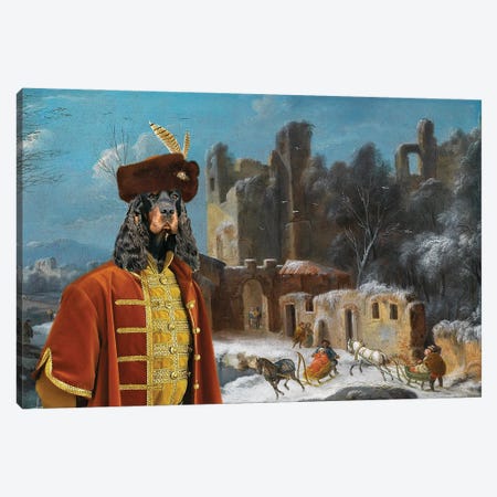 Gordon Setter A Winter Landscape With Travelers Canvas Print #NDG708} by Nobility Dogs Art Print