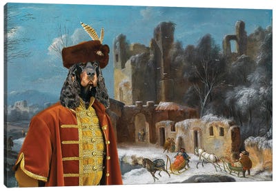 Gordon Setter A Winter Landscape With Travelers Canvas Art Print