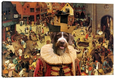 German Wirehaired Pointer The Combat Of Carnival Canvas Art Print