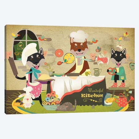 Shiba Inu Happy Kitchen Canvas Print #NDG716} by Nobility Dogs Art Print