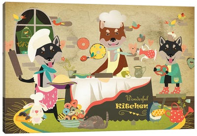 Shiba Inu Happy Kitchen Canvas Art Print - Shiba Inus