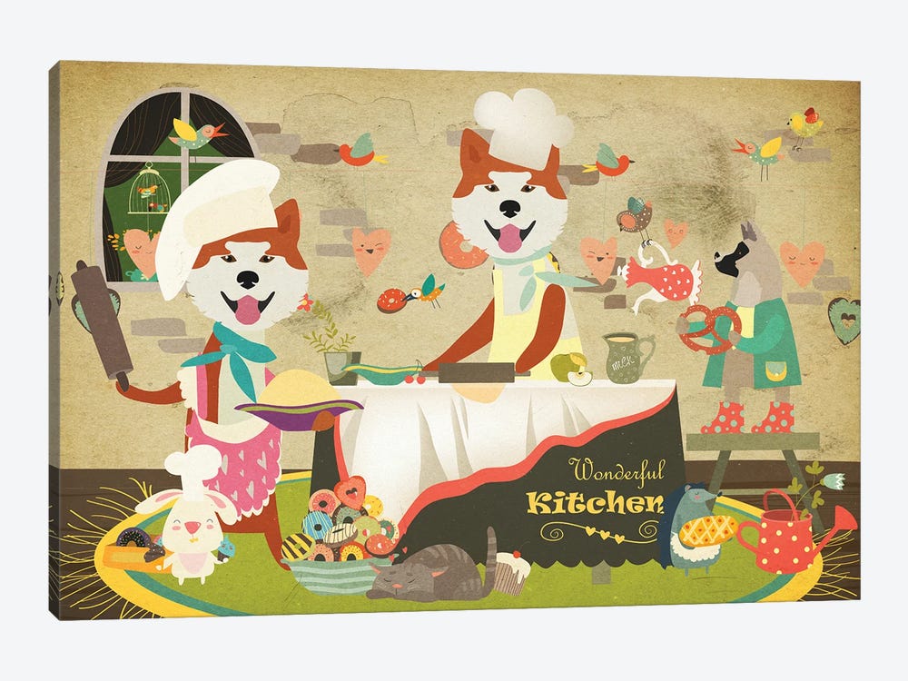 Akita Inu Happy Kitchen by Nobility Dogs 1-piece Canvas Artwork