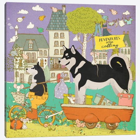 Alaskan Malamute Adventure Time Canvas Print #NDG719} by Nobility Dogs Canvas Wall Art