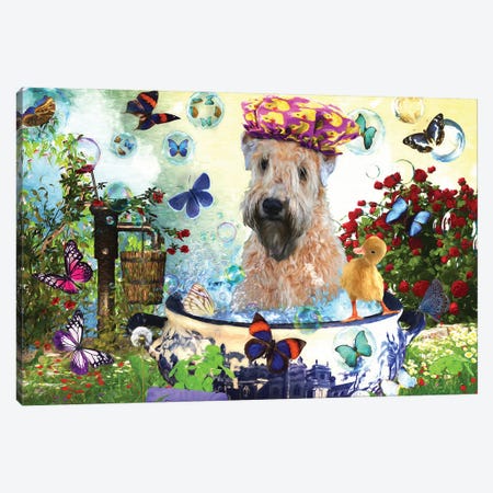 Wheaten Terrier Wash Your Paws Canvas Print #NDG71} by Nobility Dogs Canvas Art Print